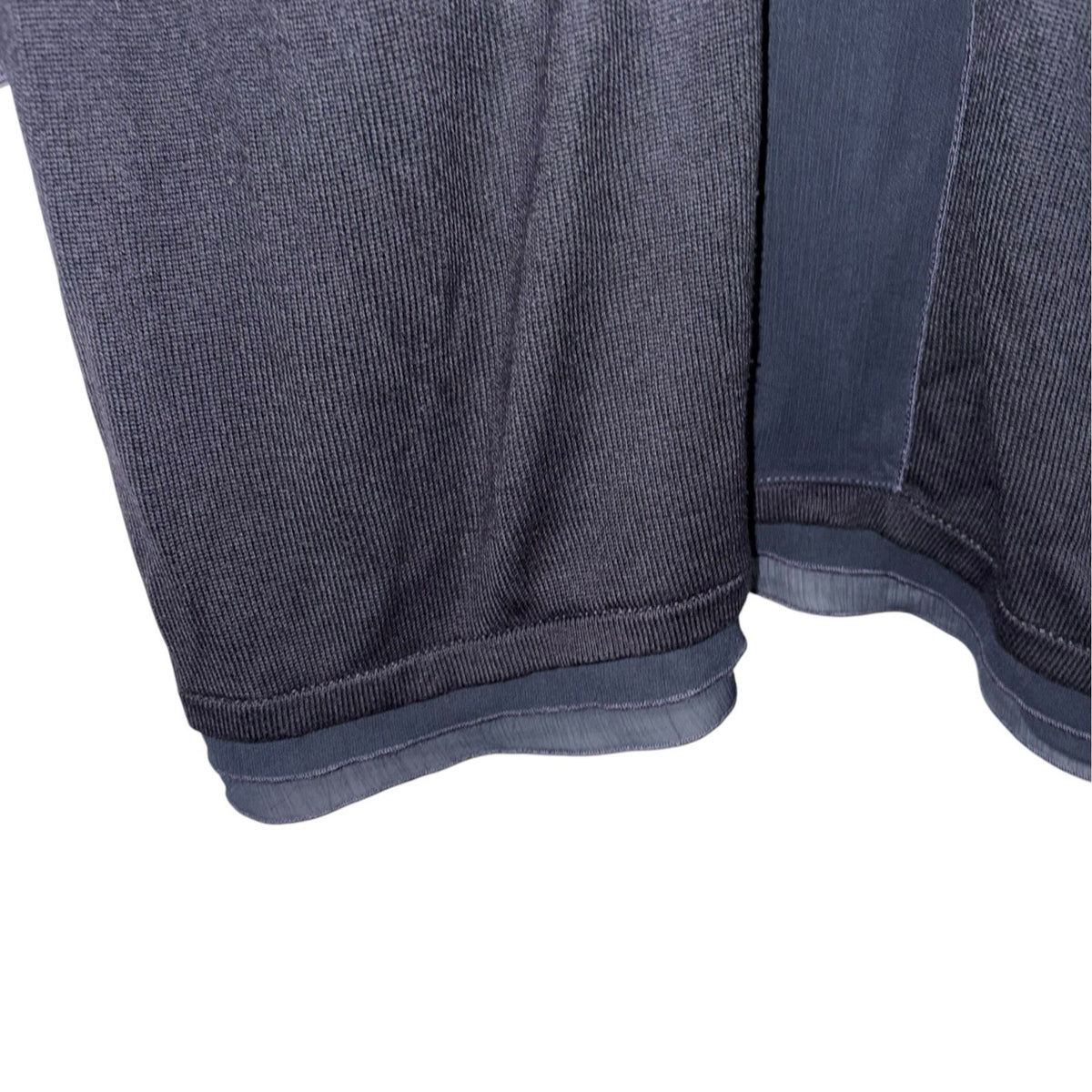 Per Una Size UK 22 Longline Cardigan Navy Blue Open Knit Fabric Trim VGC