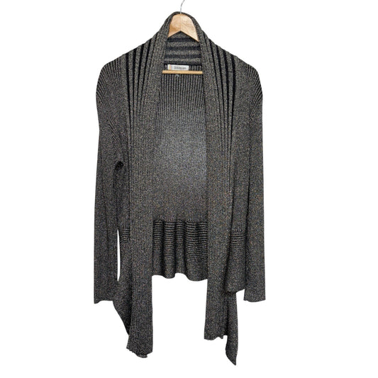 Kaleidoscope Size UK 16 Cable-Knit Open Front Cardigan Black Bronze Sparkle Xmas