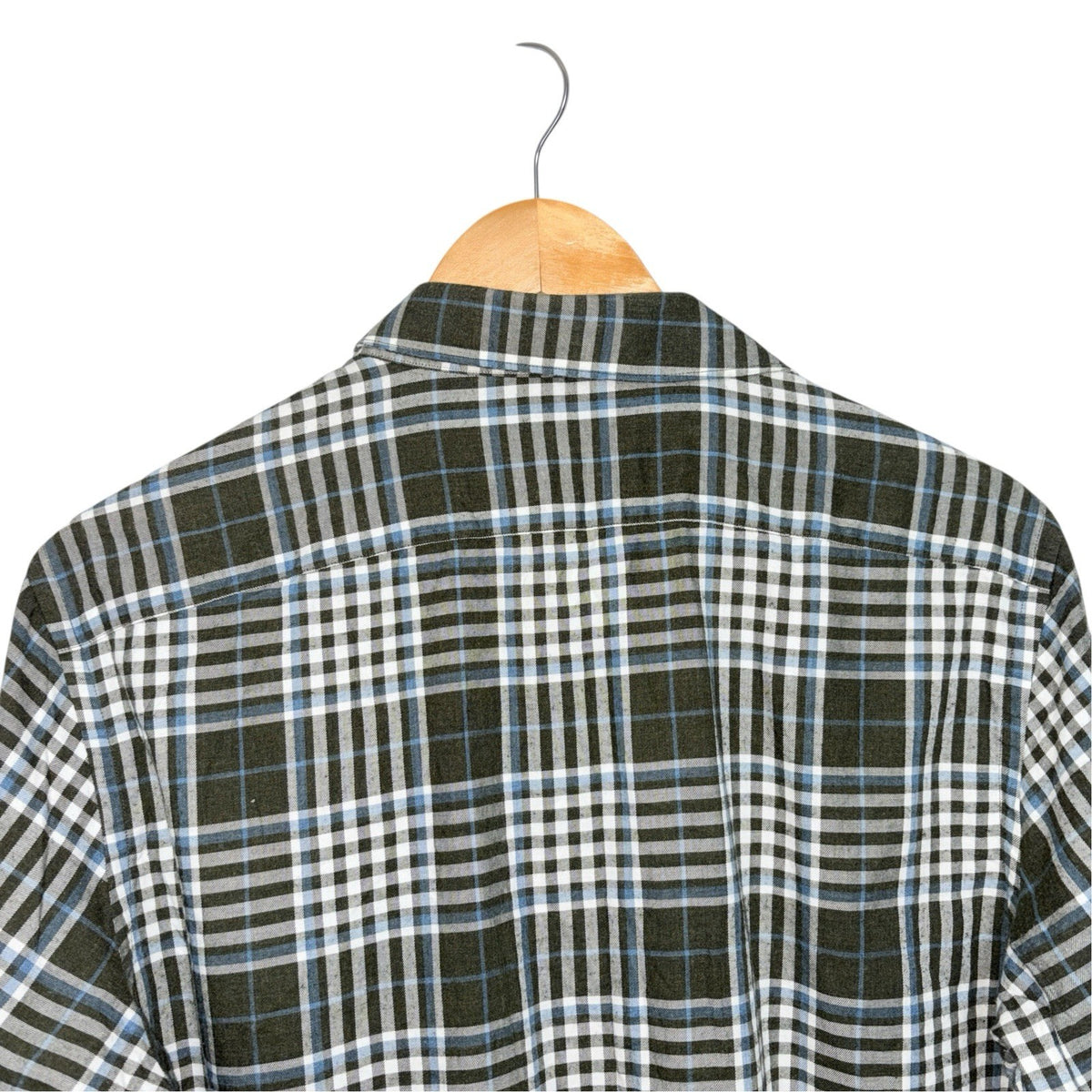 Banana Republic Men's Size Med Tailored Slim Fit Plaid Shirt Green White Blue