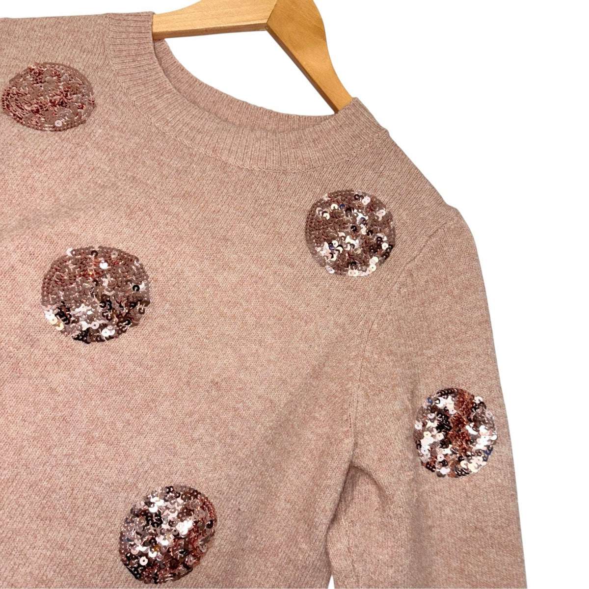 TU Women's Size UK 20 Long Sleeve Pullover Jumper Pink Knit Sequins Sparkle Xmas