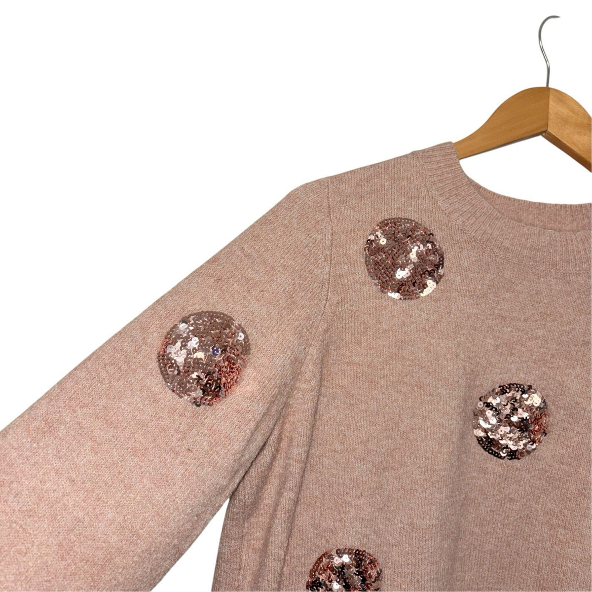 TU Women's Size UK 20 Long Sleeve Pullover Jumper Pink Knit Sequins Sparkle Xmas
