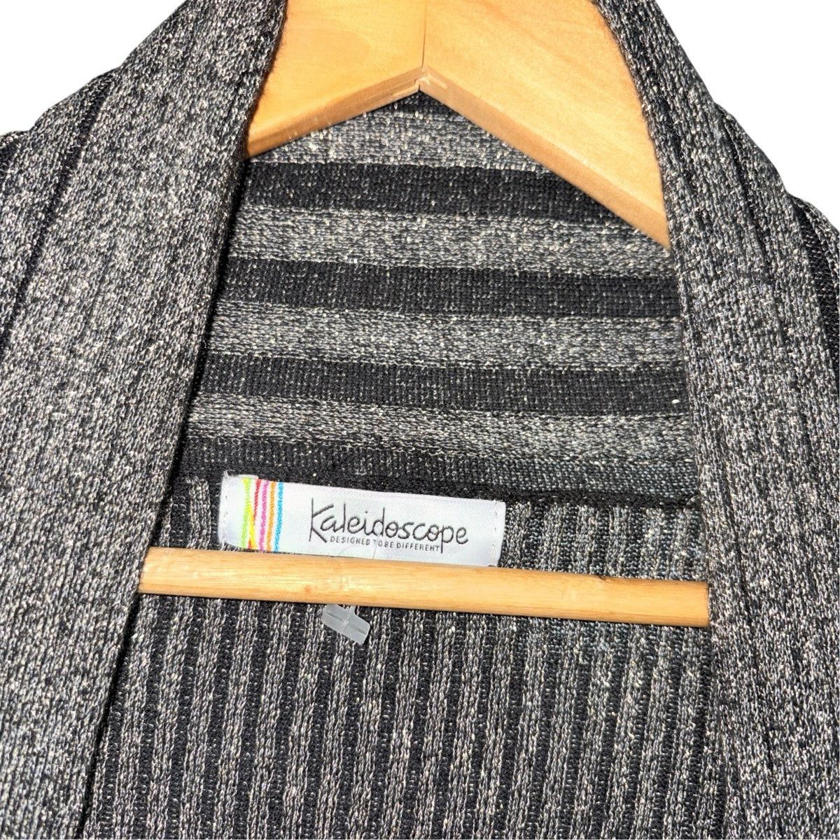Kaleidoscope Size UK 16 Cable-Knit Open Front Cardigan Black Bronze Sparkle Xmas
