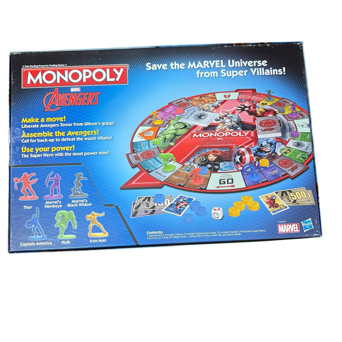 2014 Hasbro Marvel Avengers Edition Monopoly 6 Tokens Complete VGC