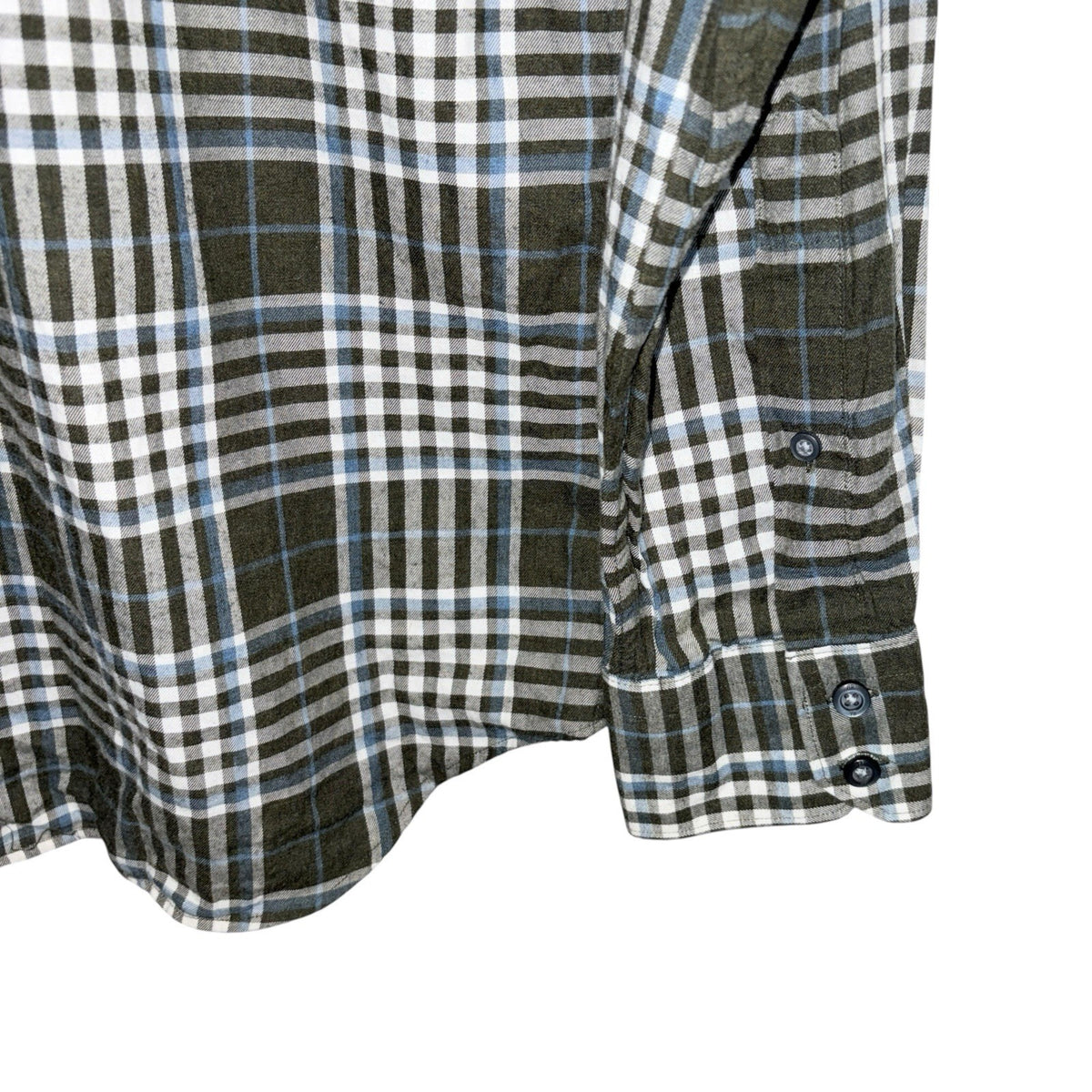 Banana Republic Men's Size Med Tailored Slim Fit Plaid Shirt Green White Blue