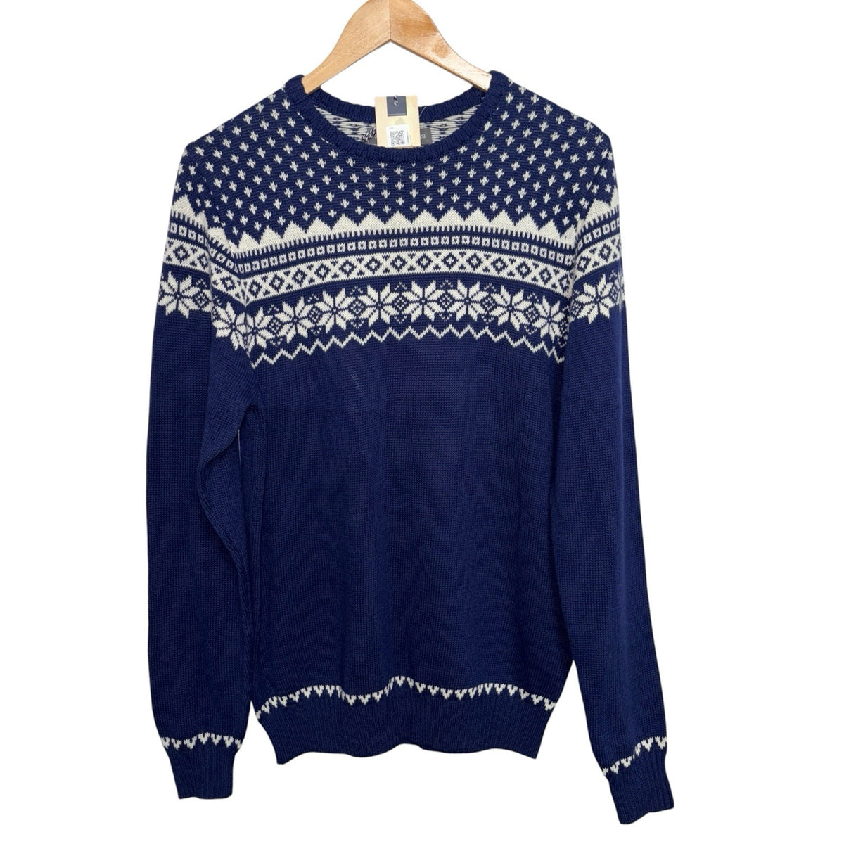 Samuel Windsor Size 2XL Navy Blue Fair Isle Patterned Knit Jumper Wool Blend New