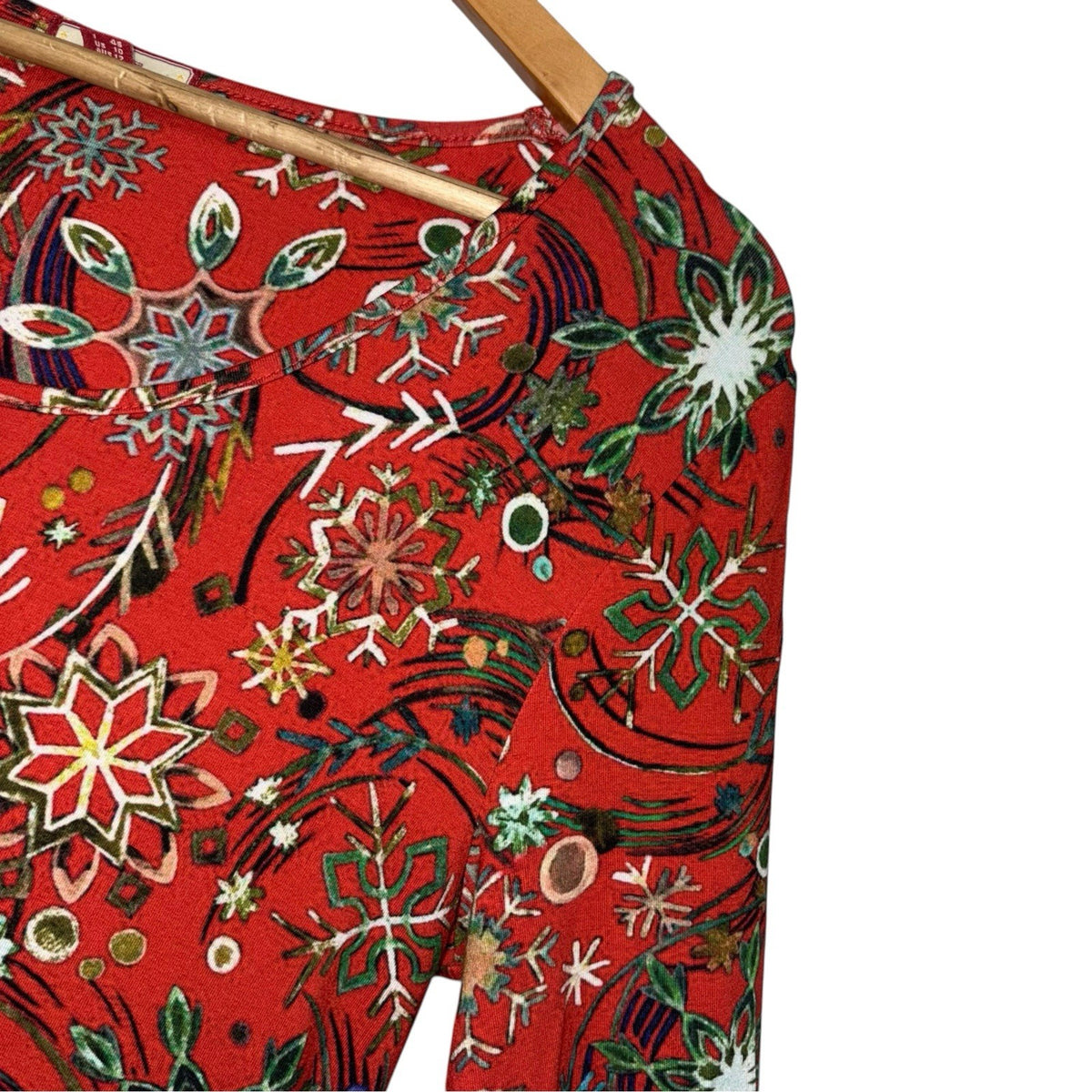 Joe Browns Size UK 14 Tunic Dress Long Sleeve Red Christmas Print Festive VGC