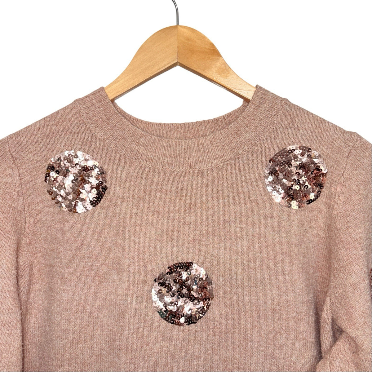 TU Women's Size UK 20 Long Sleeve Pullover Jumper Pink Knit Sequins Sparkle Xmas