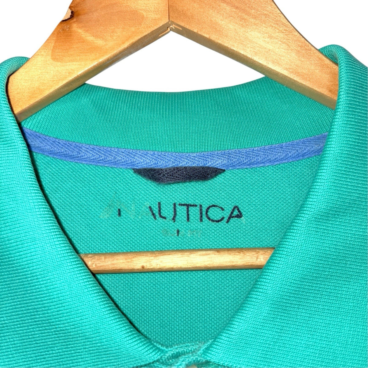 Nautica Mens Size 2XL Short Sleeve Polo Shirt Teal Green Embroidered Logo Worn
