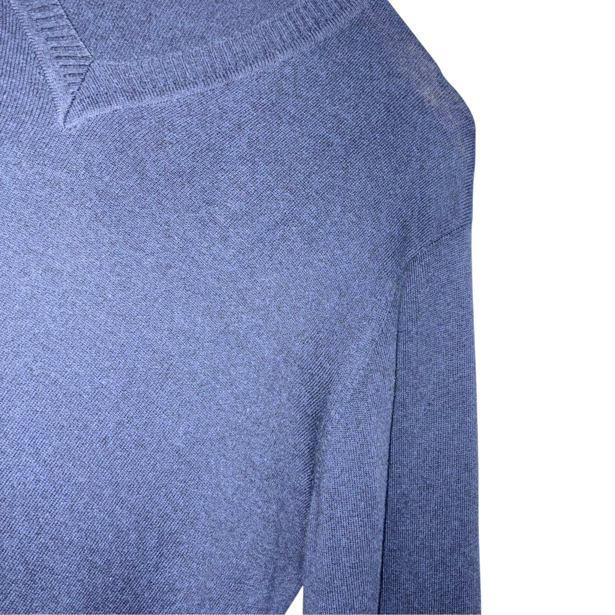 Jaeger Size Medium Vintage Jumper Long Sleeve Navy Blue Cotton V Neck VGC