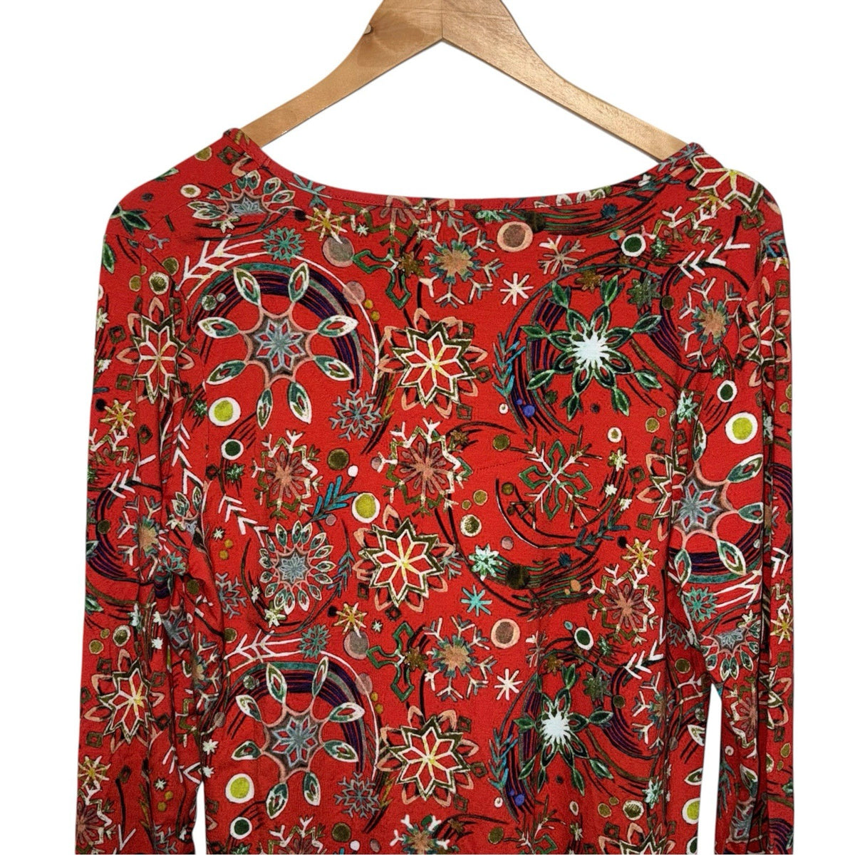 Joe Browns Size UK 14 Tunic Dress Long Sleeve Red Christmas Print Festive VGC
