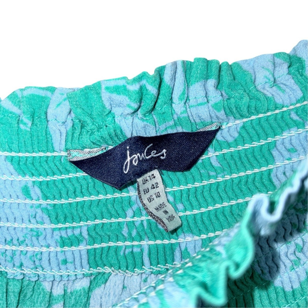 Joules Size UK 14 Floaty Summer Skirt Green Eileen Leaf Print With Pockets VGC