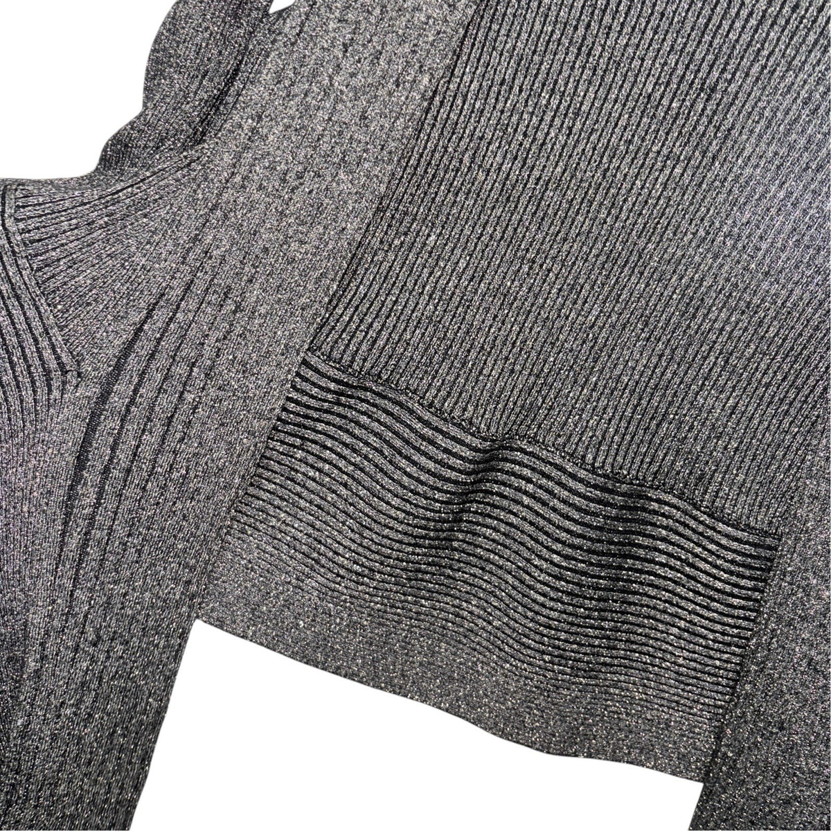 Kaleidoscope Size UK 16 Cable-Knit Open Front Cardigan Black Bronze Sparkle Xmas