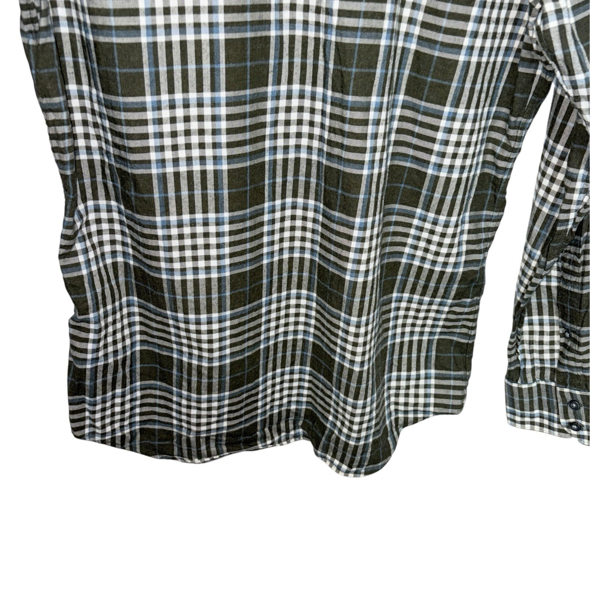 Banana Republic Men's Size Med Tailored Slim Fit Plaid Shirt Green White Blue