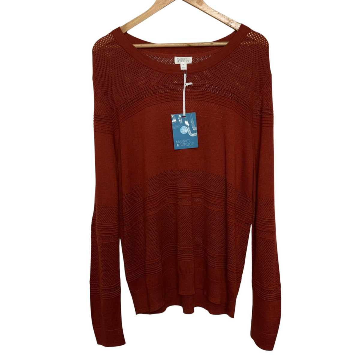 Market & Spruce Size 2XL Jumper Pullover Long Sleeve "Rowan" Rust Red New