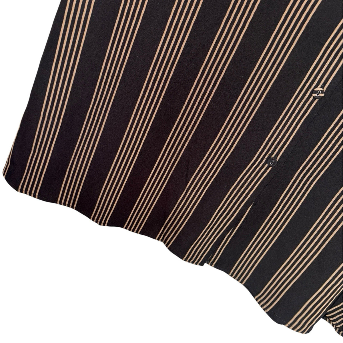 BNWT H&M Women's Size UK 14 A-Line Skirt Black Brown Stripes Button Front Work