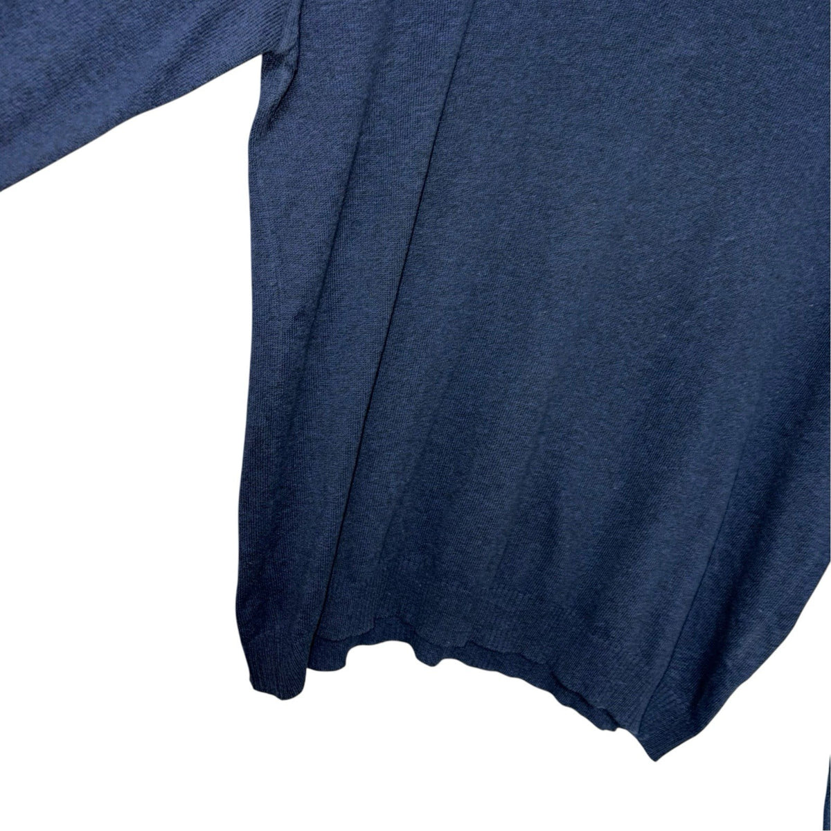 Jaeger Size Medium Vintage Jumper Long Sleeve Navy Blue Cotton V Neck VGC