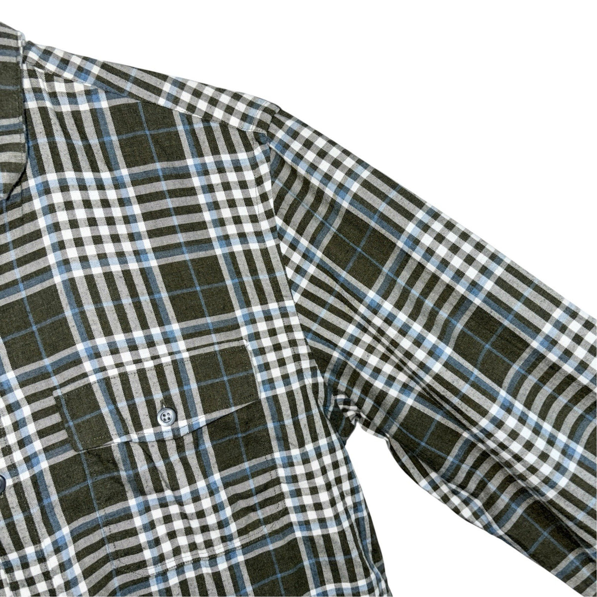 Banana Republic Men's Size Med Tailored Slim Fit Plaid Shirt Green White Blue