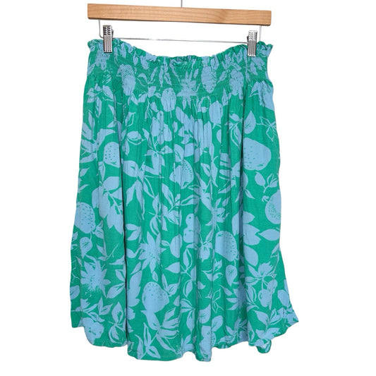 Joules Size UK 14 Floaty Summer Skirt Green Eileen Leaf Print With Pockets VGC