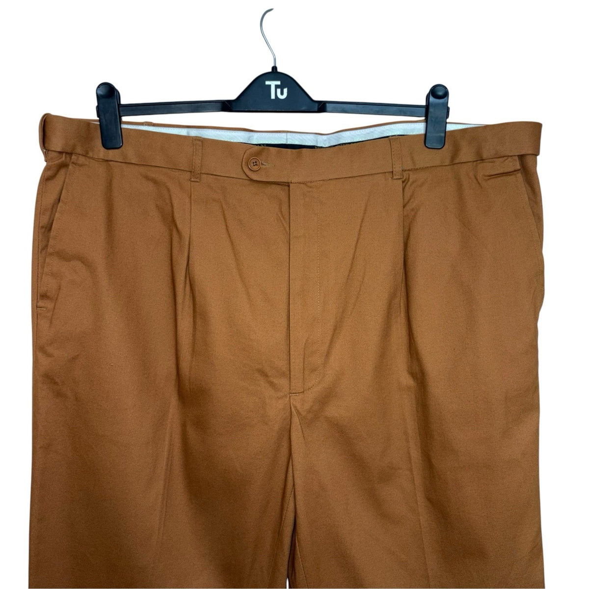 Peter Christian Size 48"W Chinos Trousers Tan Brown Straight Fit Pleat Front VGC