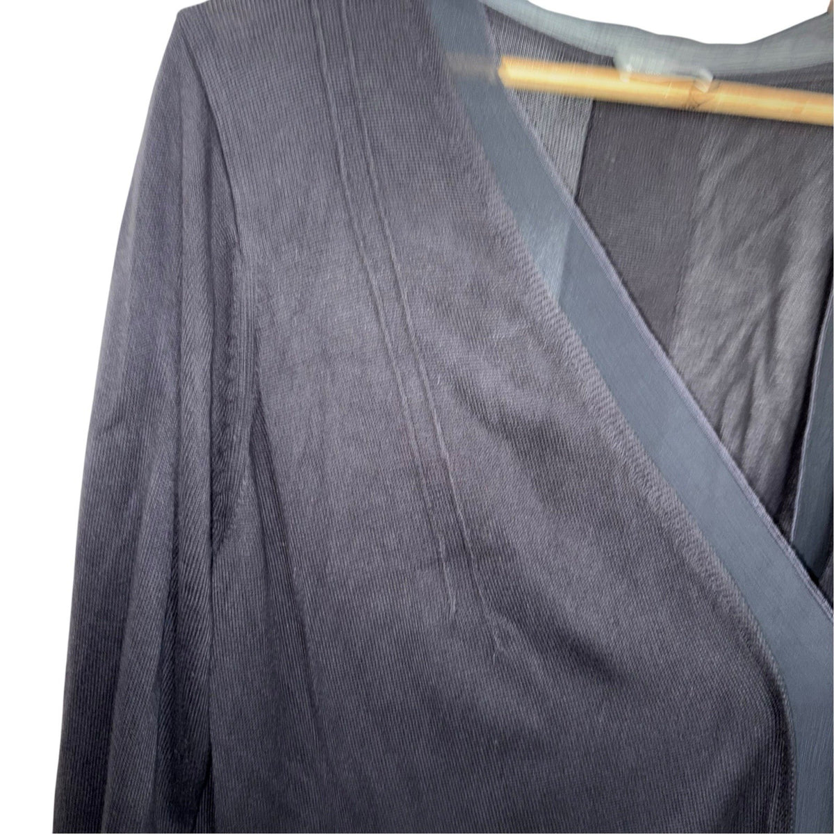 Per Una Size UK 22 Longline Cardigan Navy Blue Open Knit Fabric Trim VGC