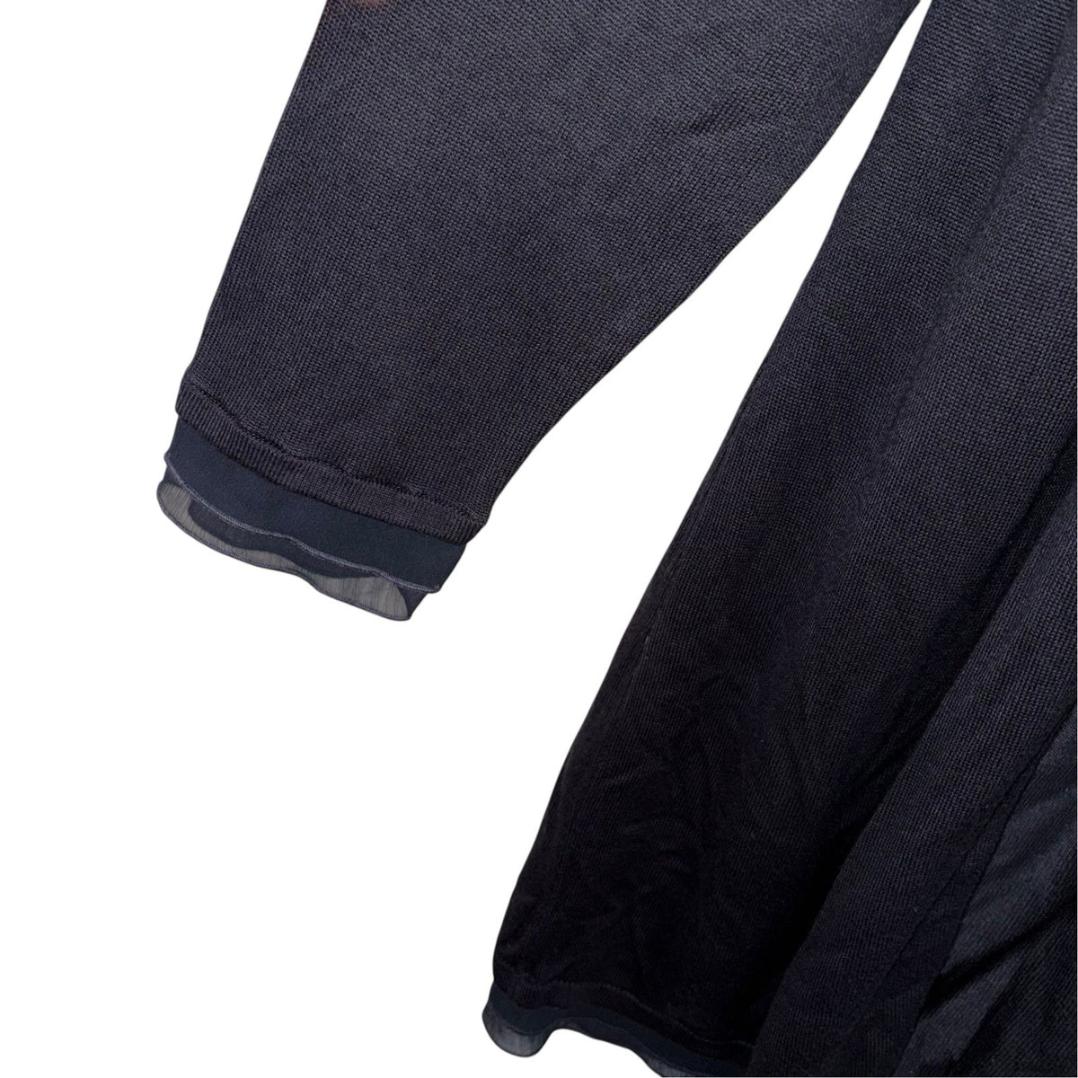 Per Una Size UK 22 Longline Cardigan Navy Blue Open Knit Fabric Trim VGC