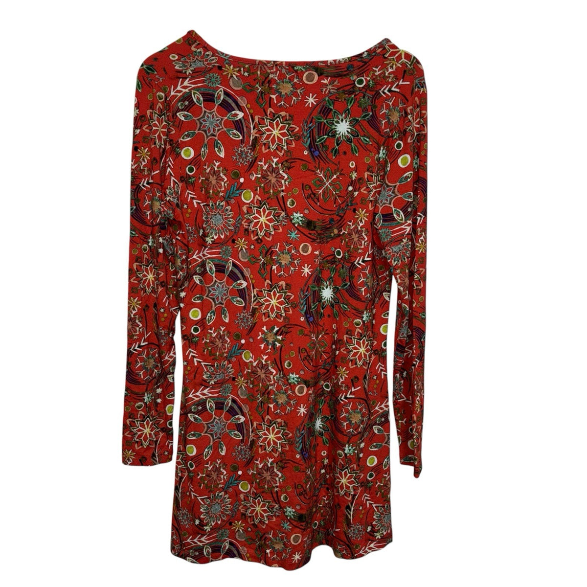 Joe Browns Size UK 14 Tunic Dress Long Sleeve Red Christmas Print Festive VGC