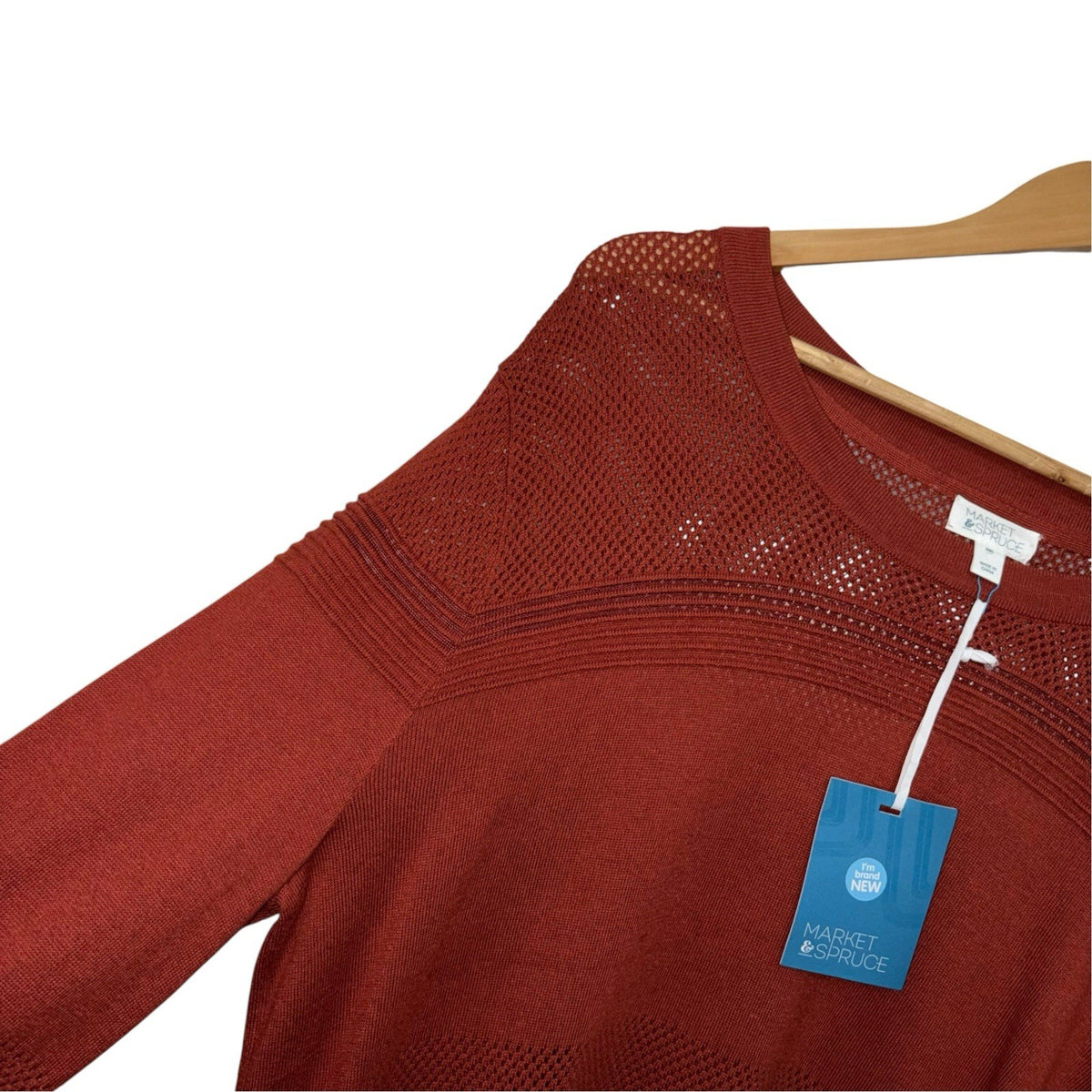 Market & Spruce Size 2XL Jumper Pullover Long Sleeve "Rowan" Rust Red New
