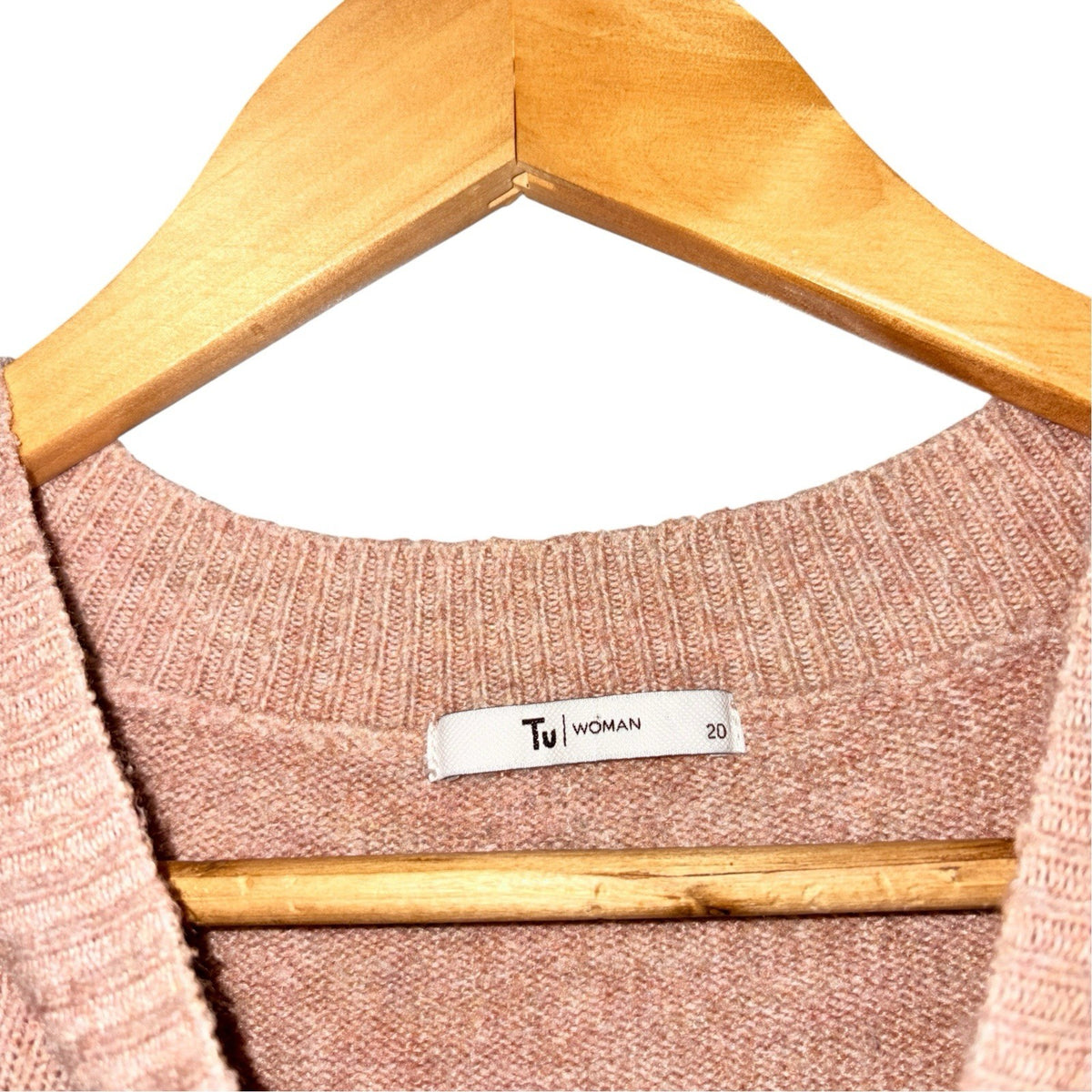 TU Women's Size UK 20 Long Sleeve Pullover Jumper Pink Knit Sequins Sparkle Xmas