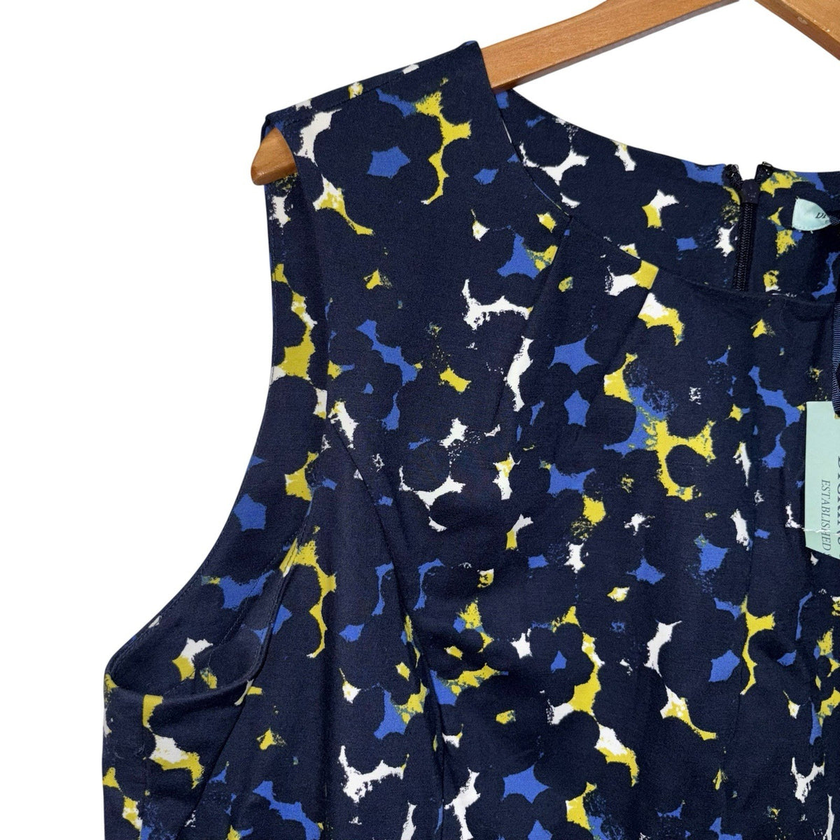 BNWT Dickins & Jones Women's Size UK 20 Sleeveless Dress Navy Multi Pattern