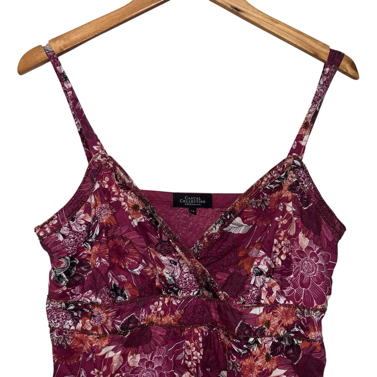 Debenhams Casual Women's Size UK 14 Sleeveless Summer Dress Purple Floral VGC