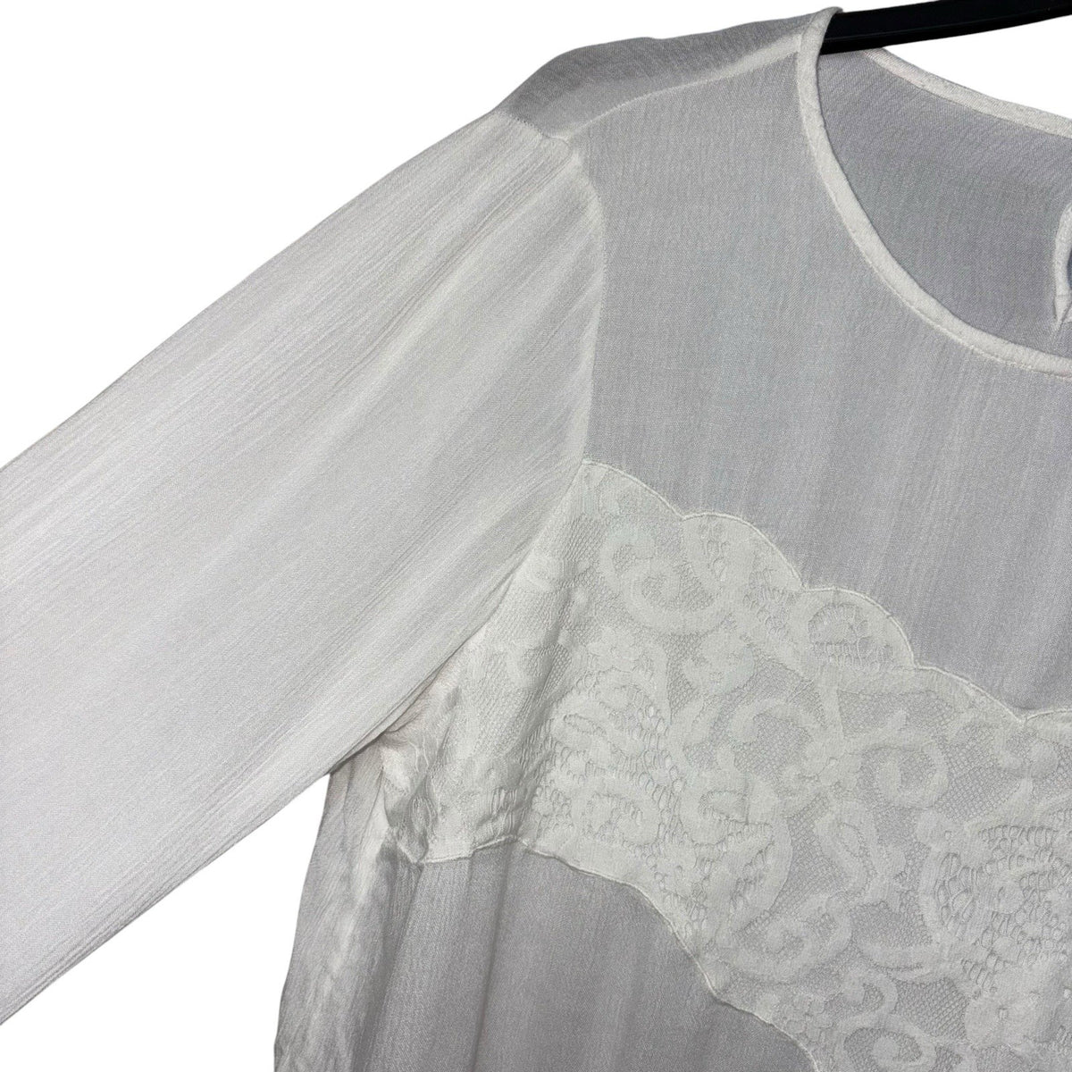 M&S Collection Women's Size UK 18 Long Sleeve Blouse Top White With Lace Panel