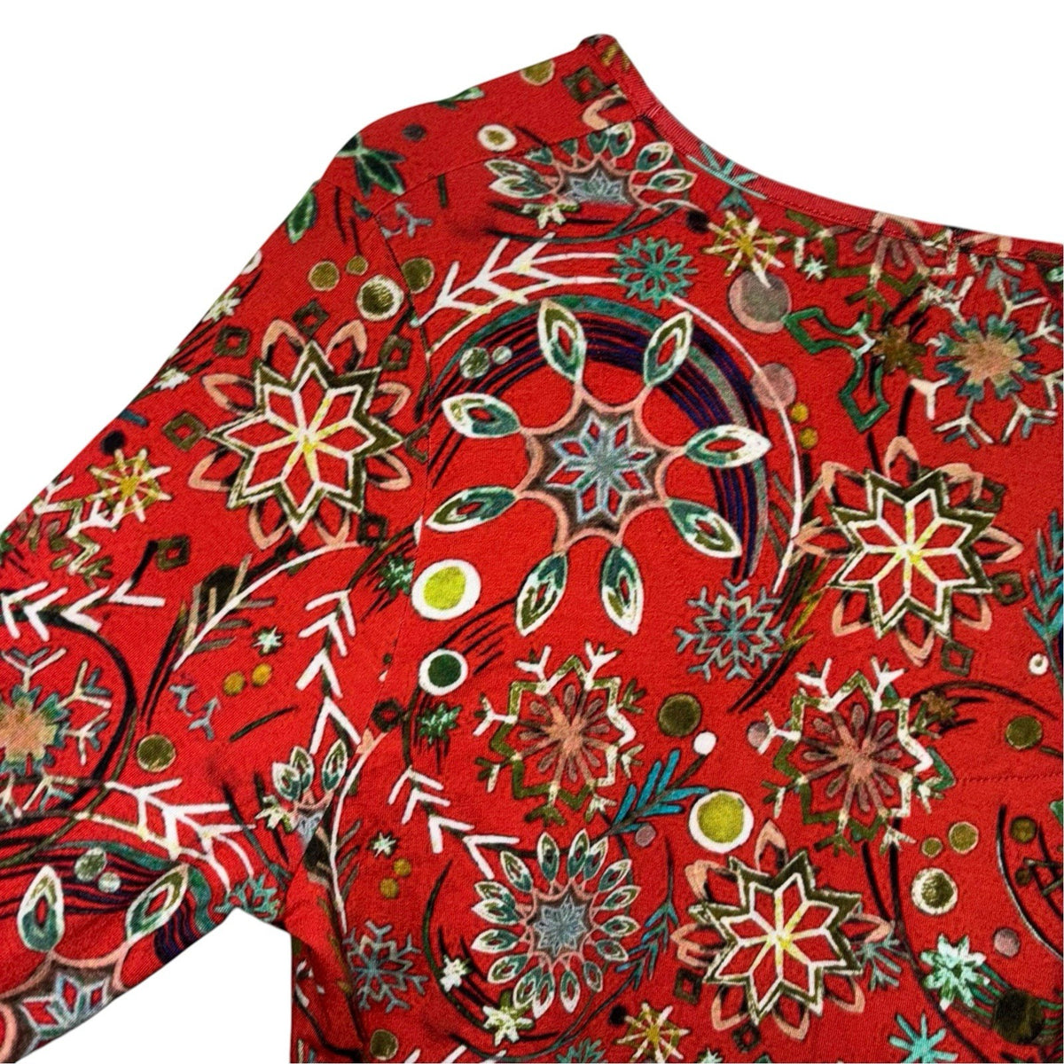 Joe Browns Size UK 14 Tunic Dress Long Sleeve Red Christmas Print Festive VGC