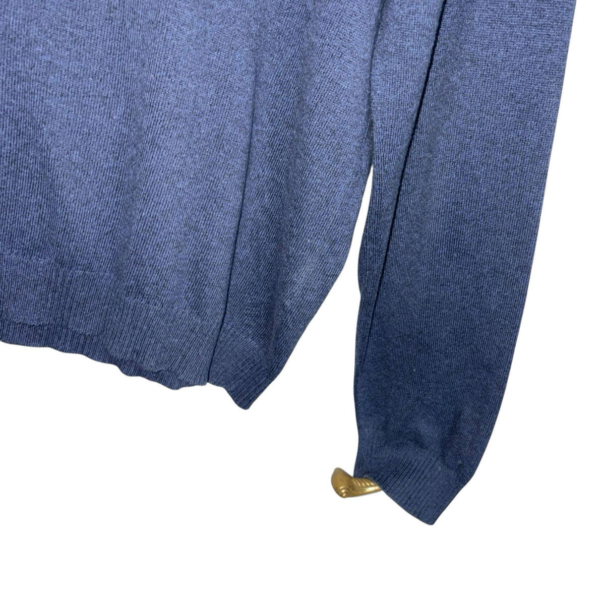 Jaeger Size Medium Vintage Jumper Long Sleeve Navy Blue Cotton V Neck VGC