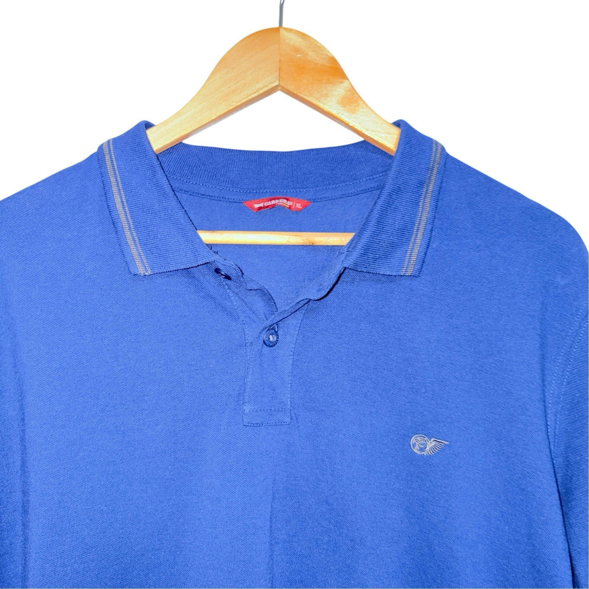 Carrera Men's Size XL Short Sleeve Polo Shirt Blue Cotton Embroidered Logo VGC