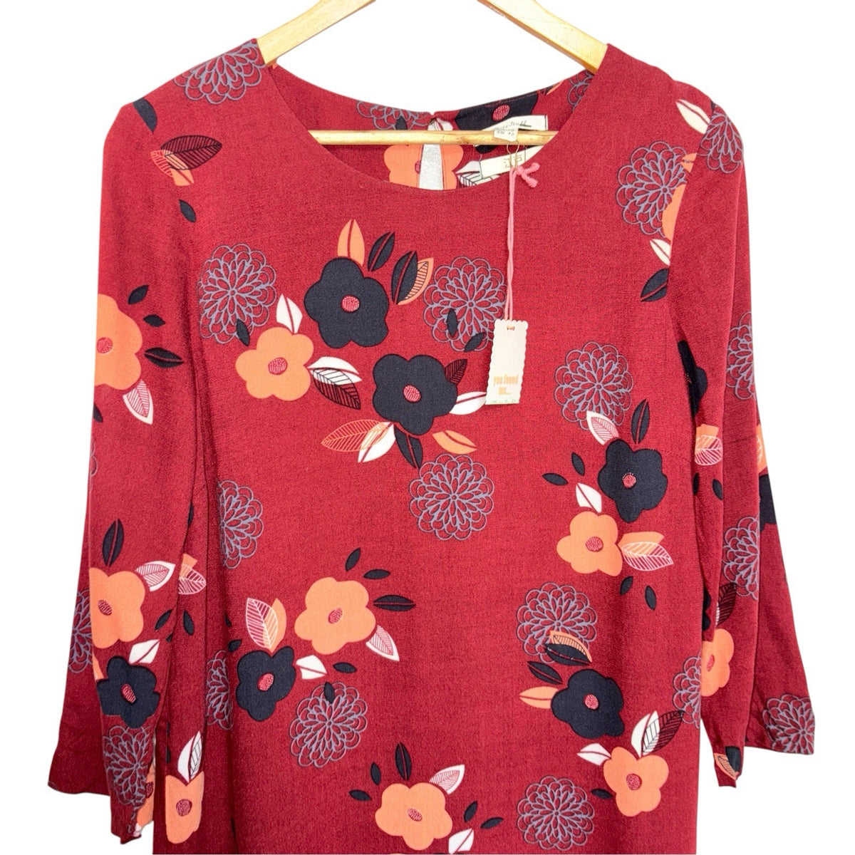 BNWT White Stuff Edo Women's Size UK 12 3/4 Sleeve Dress Japanese Insipired Red