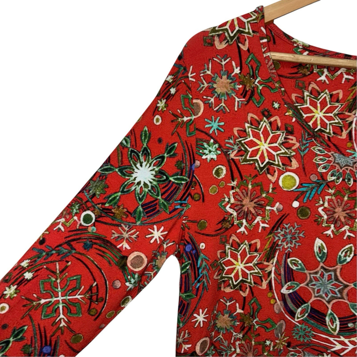 Joe Browns Size UK 14 Tunic Dress Long Sleeve Red Christmas Print Festive VGC