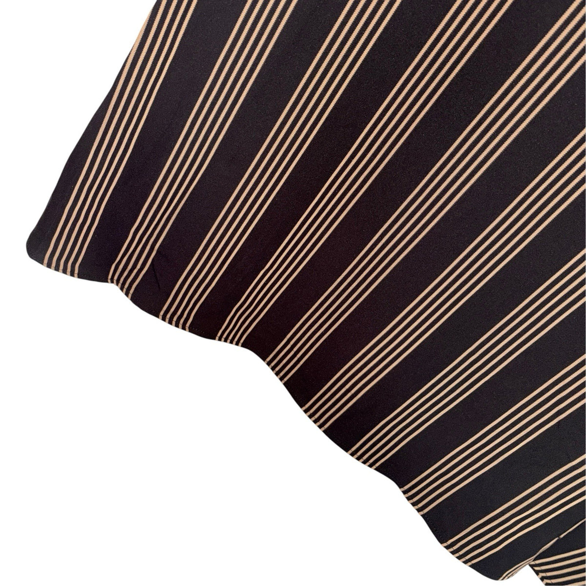 BNWT H&M Women's Size UK 14 A-Line Skirt Black Brown Stripes Button Front Work