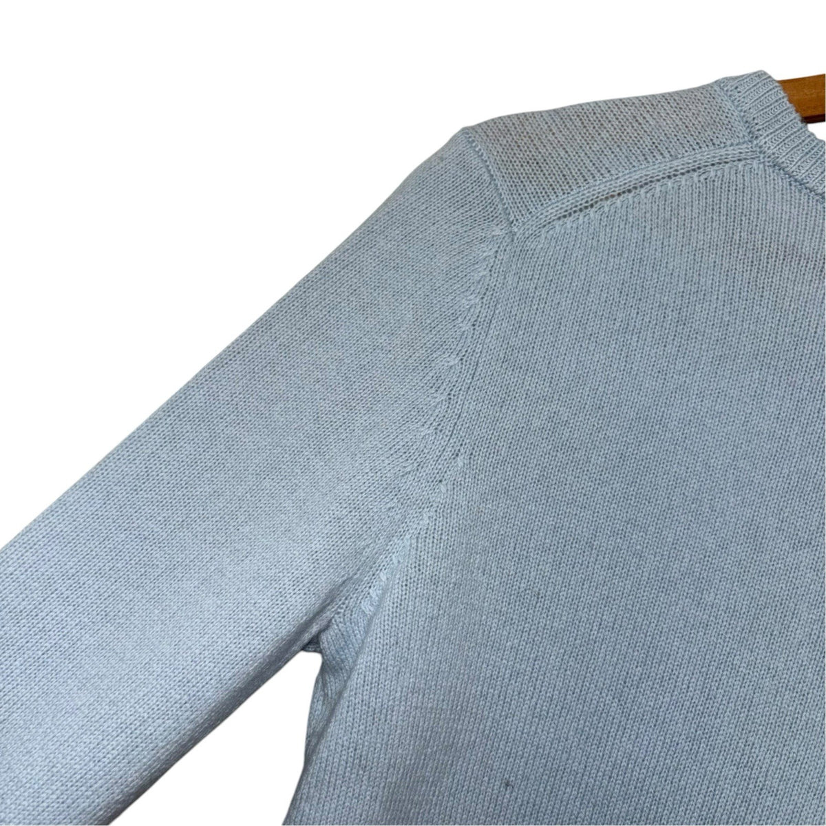 Woolovers Size Medium Lambswool Jumper Baby Blue Long Sleeve V Neck VGC