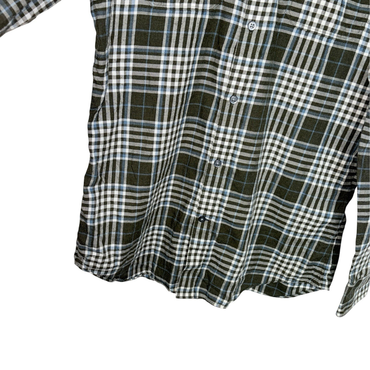 Banana Republic Men's Size Med Tailored Slim Fit Plaid Shirt Green White Blue