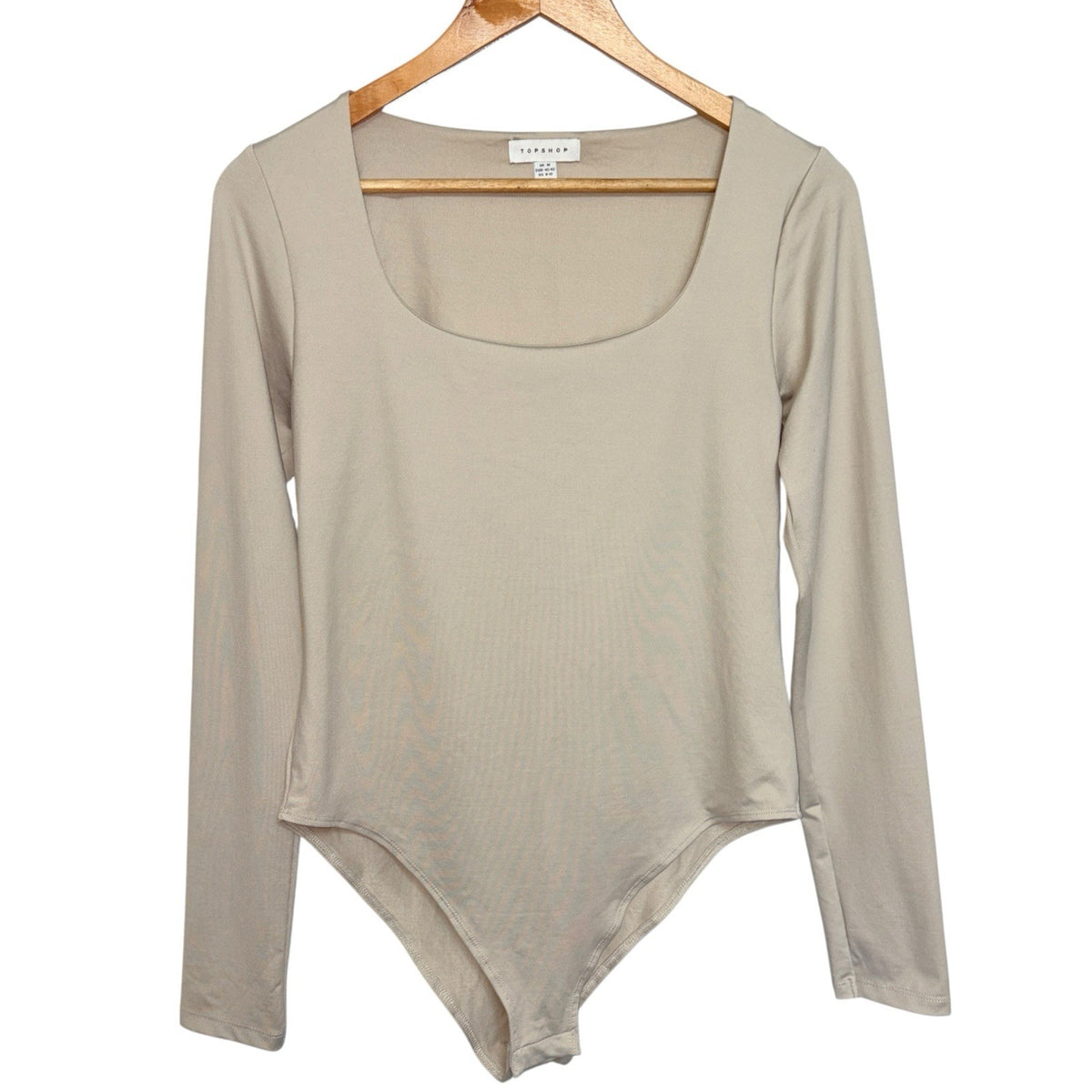 Topshop Women's Size Medium Long Sleeved Bodysuit Beige Cream Used VGC