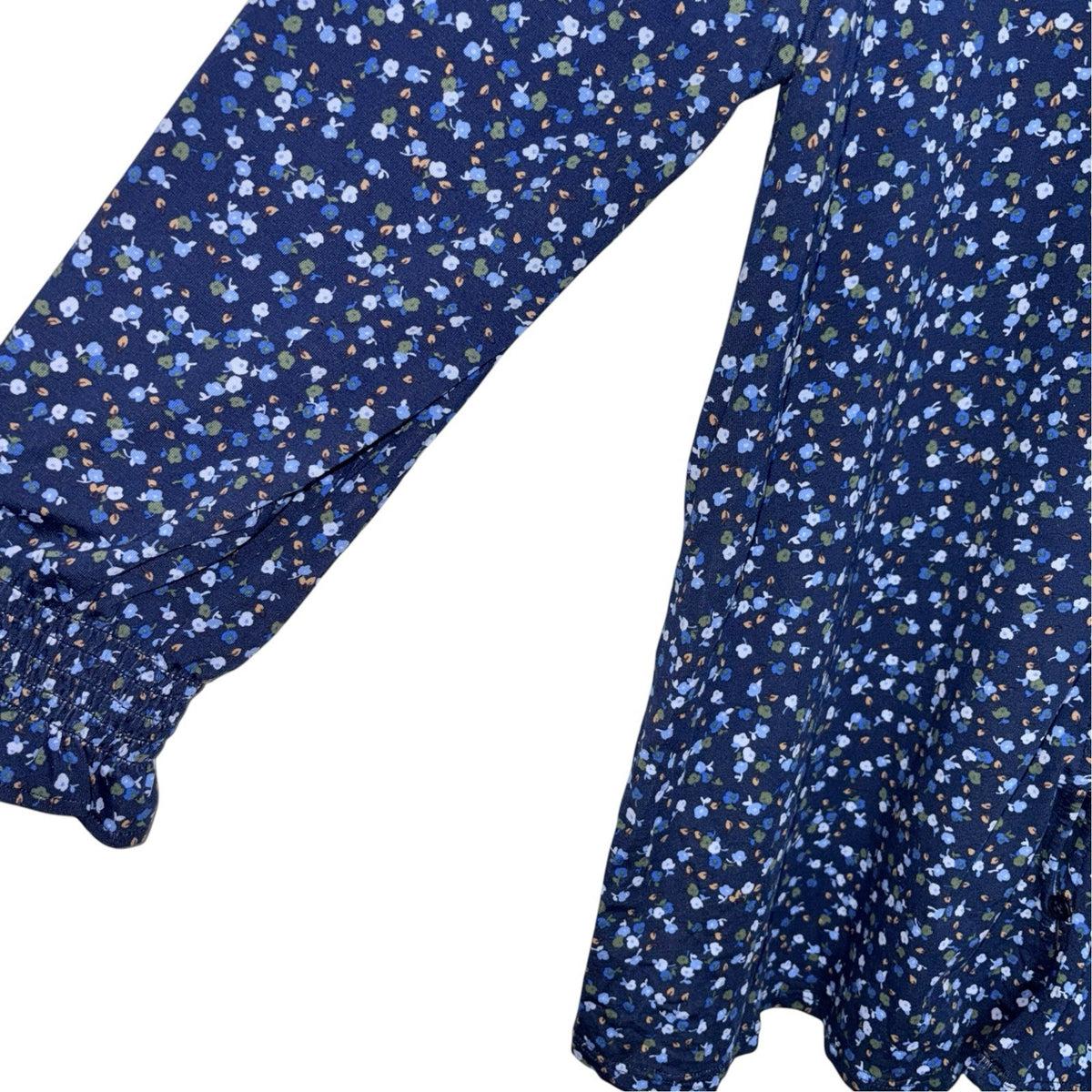 BNWT Lands’ End Women's Med Blouse Top Blue Multi Ditsy Floral Button Up New