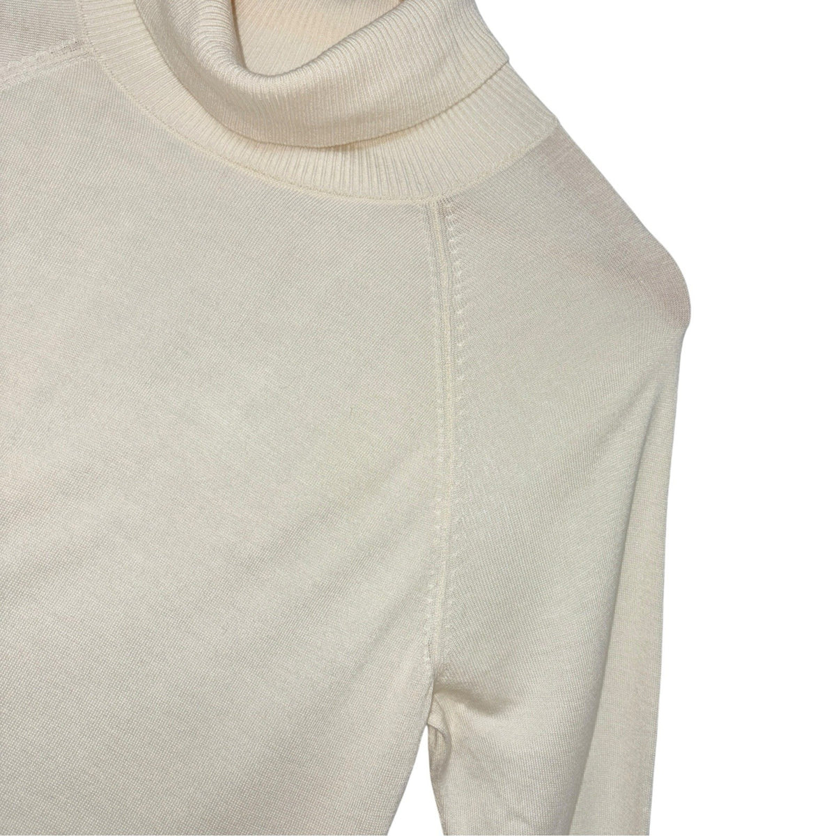H&M Women's Size M Long Sleeve Pullover Jumper Ivory Roll Neck Turtleneck VGC