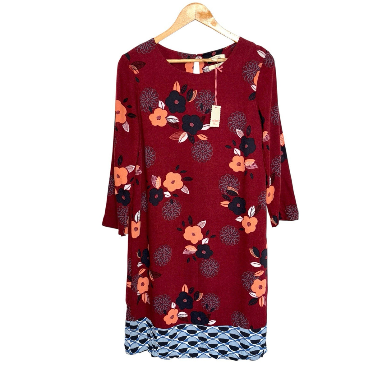 BNWT White Stuff Edo Women's Size UK 12 3/4 Sleeve Dress Japanese Insipired Red