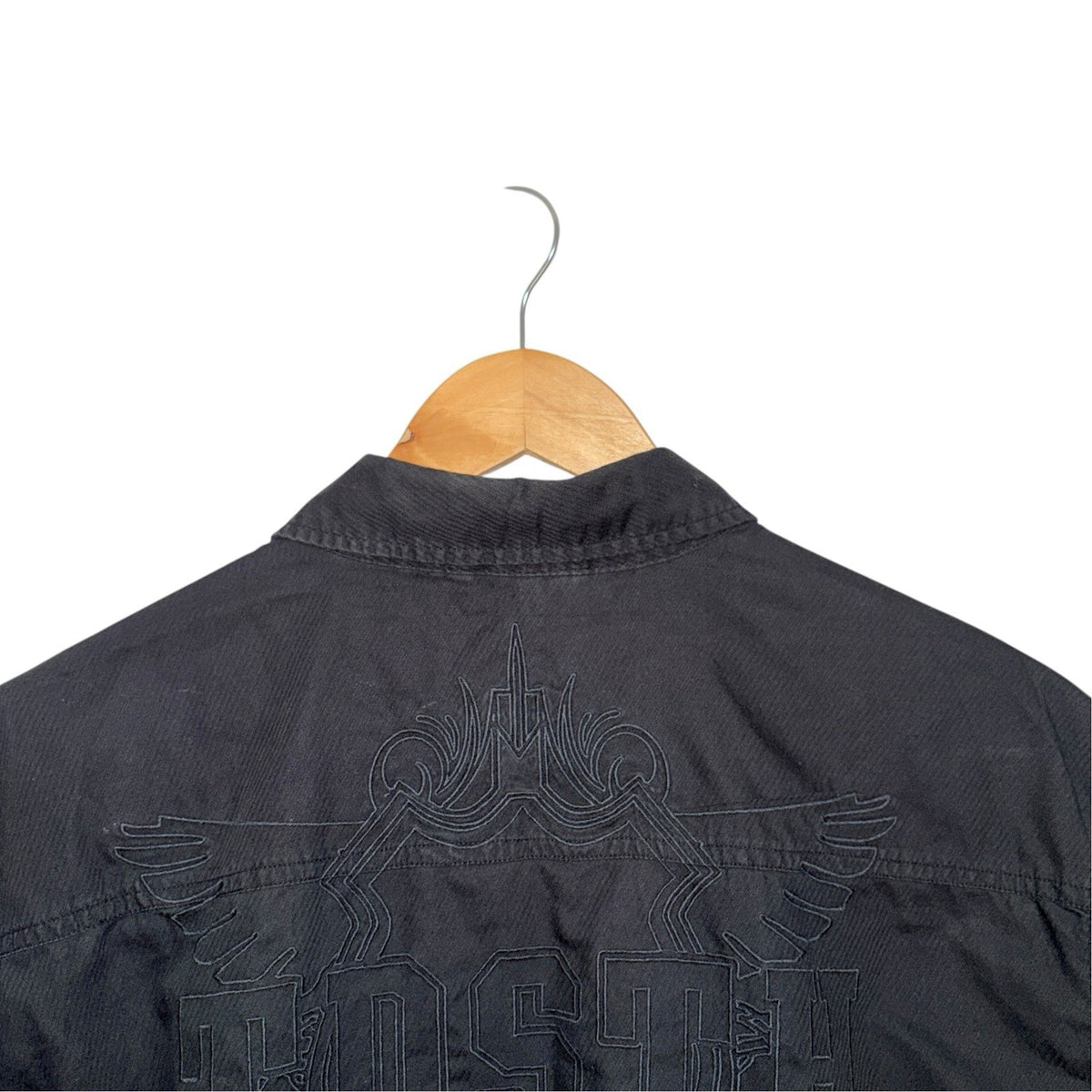 Teddy Smith Men's Size L Black Short Sleeve Shirt Double Button Embroidery VGC