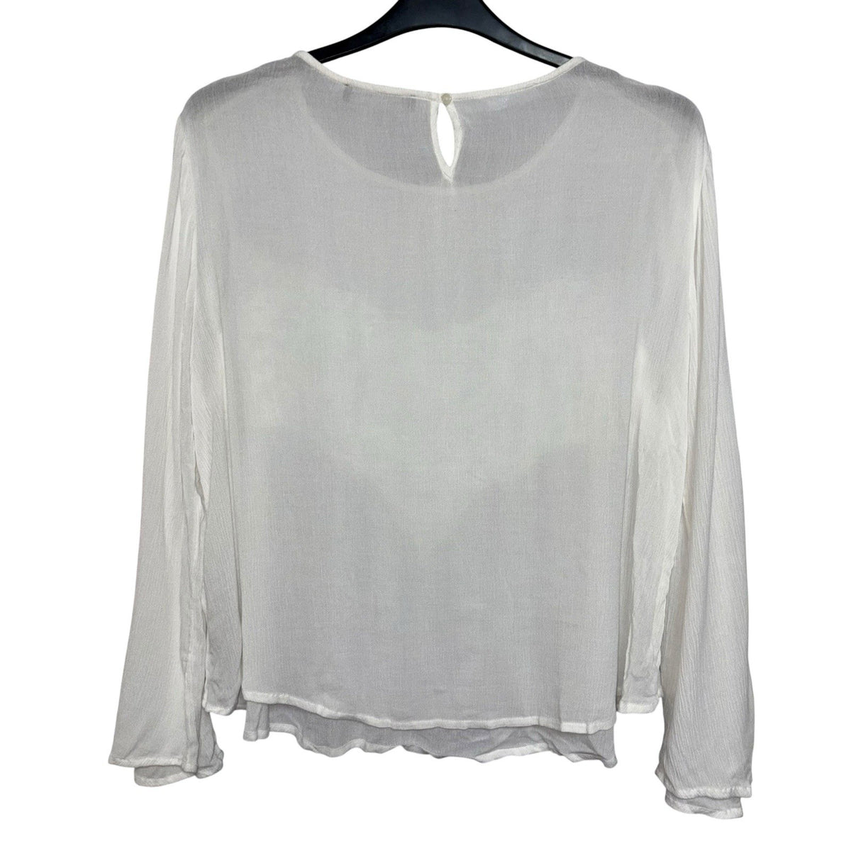 M&S Collection Women's Size UK 18 Long Sleeve Blouse Top White With Lace Panel