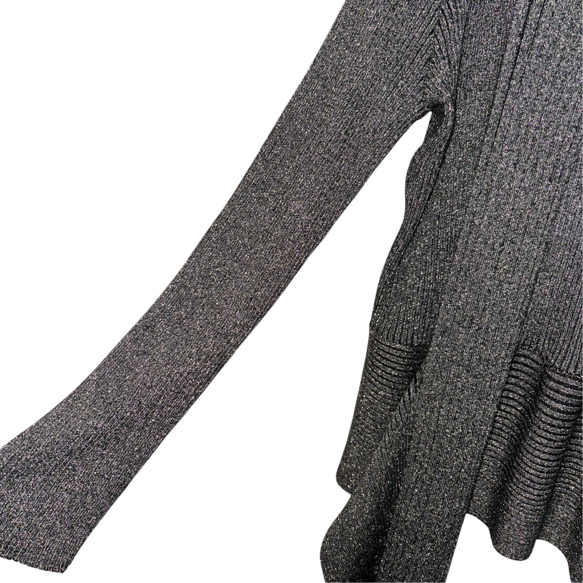 Kaleidoscope Size UK 16 Cable-Knit Open Front Cardigan Black Bronze Sparkle Xmas