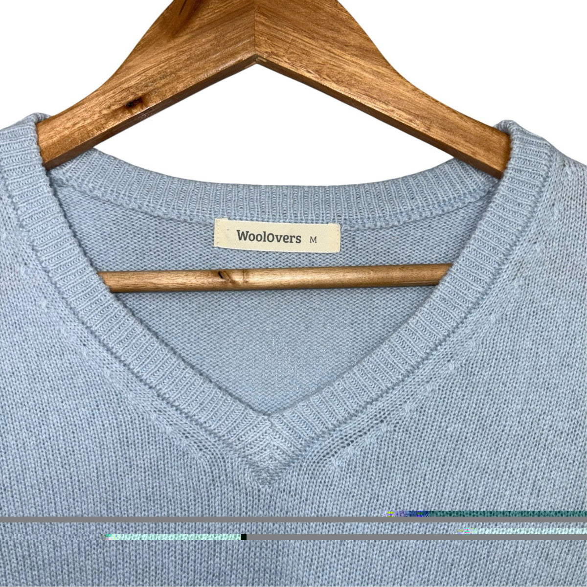Woolovers Size Medium Lambswool Jumper Baby Blue Long Sleeve V Neck VGC