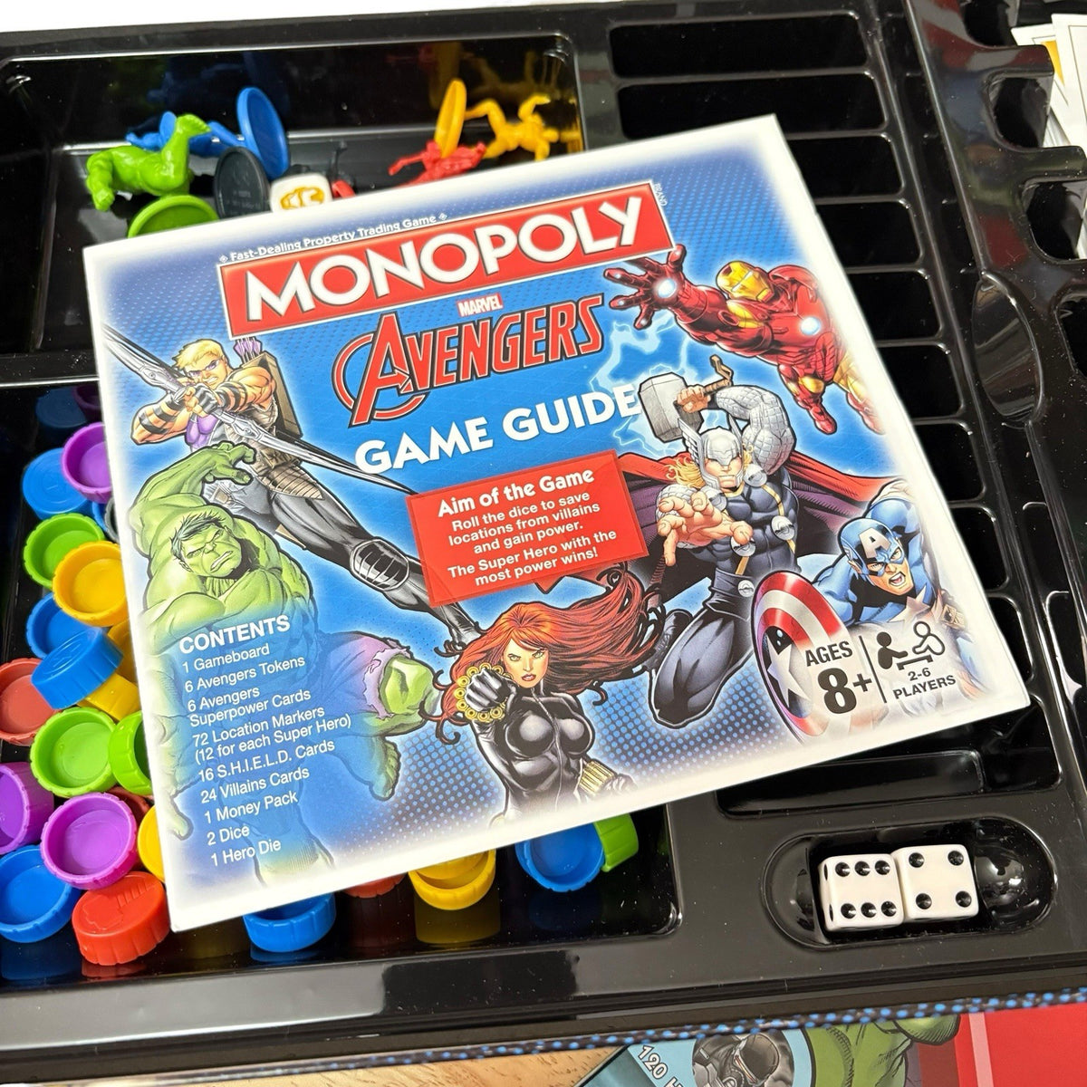 2014 Hasbro Marvel Avengers Edition Monopoly 6 Tokens Complete VGC