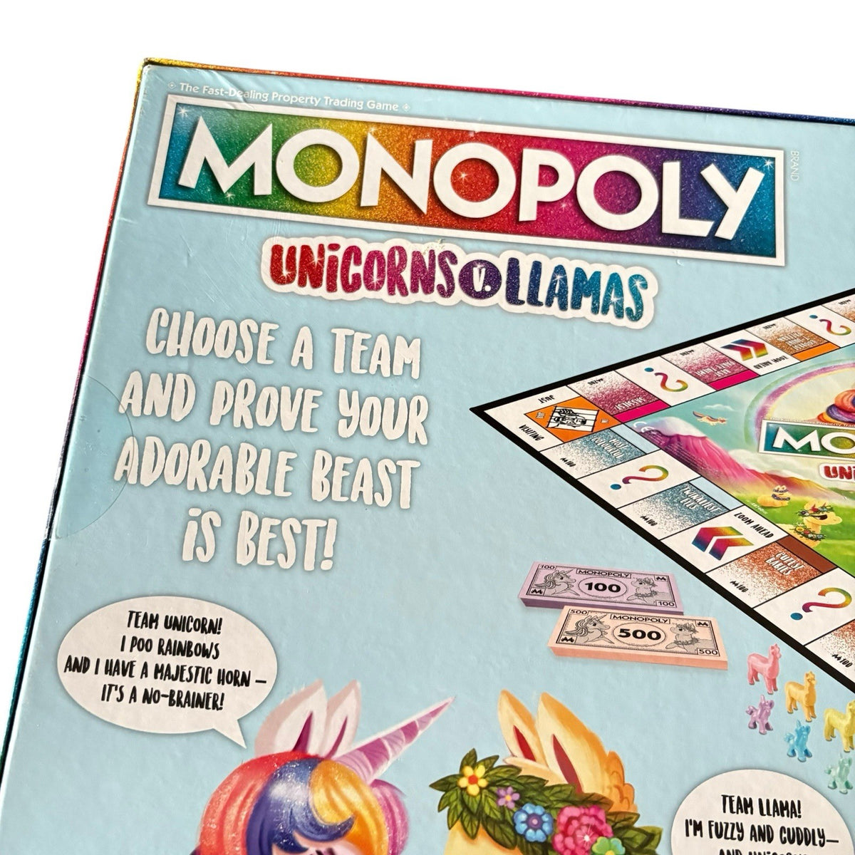 Monopoly Unicorns Vs. Llamas Board Game 2019 Complete & Very Good Condition