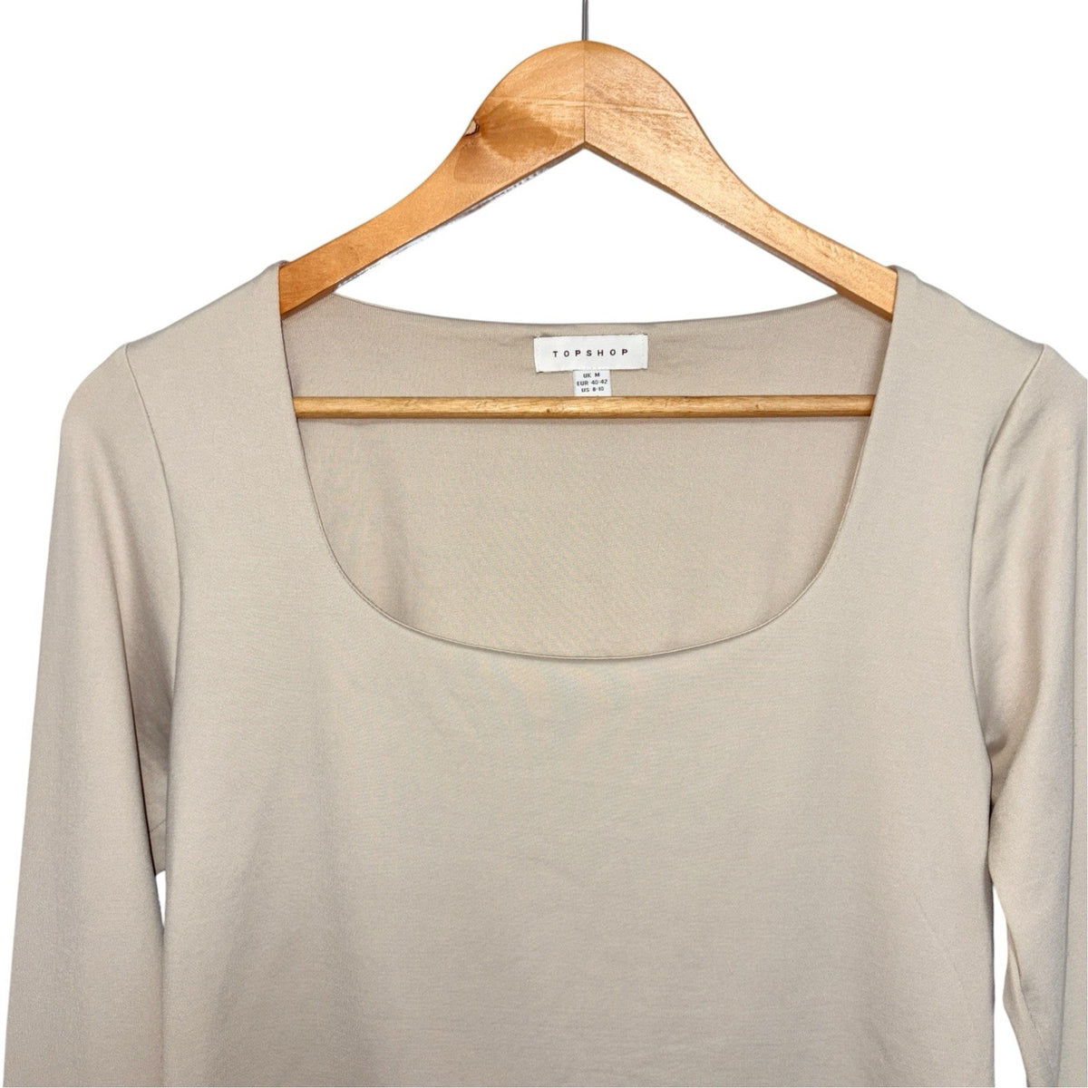 Topshop Women's Size Medium Long Sleeved Bodysuit Beige Cream Used VGC